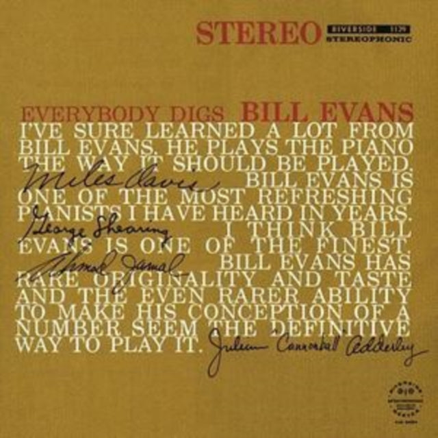 This CD is brand new.Format: CDMusic Style: Post BopThis item's title is: Everybody Digs Bill EvansArtist: Bill EvansLabel: Universal Music Group InternationalBarcode: 888072301825Release Date: 6/5/2007