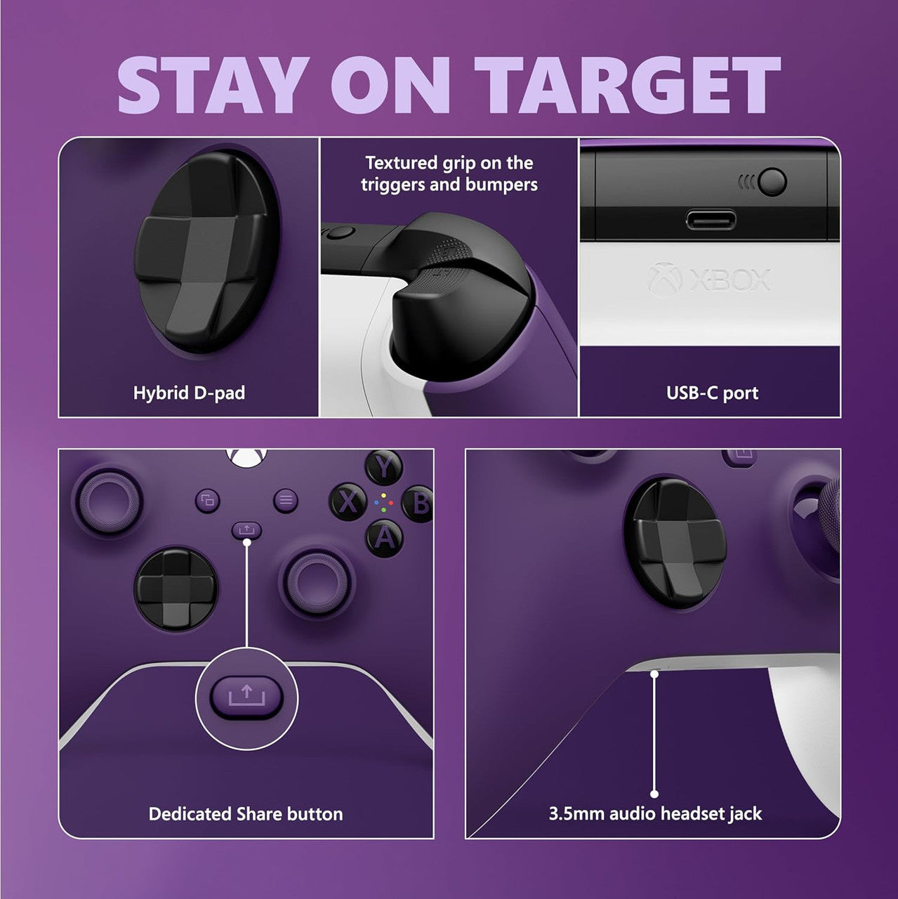 This is brand new.Experience the modernized design of the Xbox Wireless Controller in Astral Purple, featuring sculpted surfaces and refined geometry for enhanced comfort during gameplay. Stay on target with a hybrid D-pad and textured grip on the triggers, bumpers, and back-case.