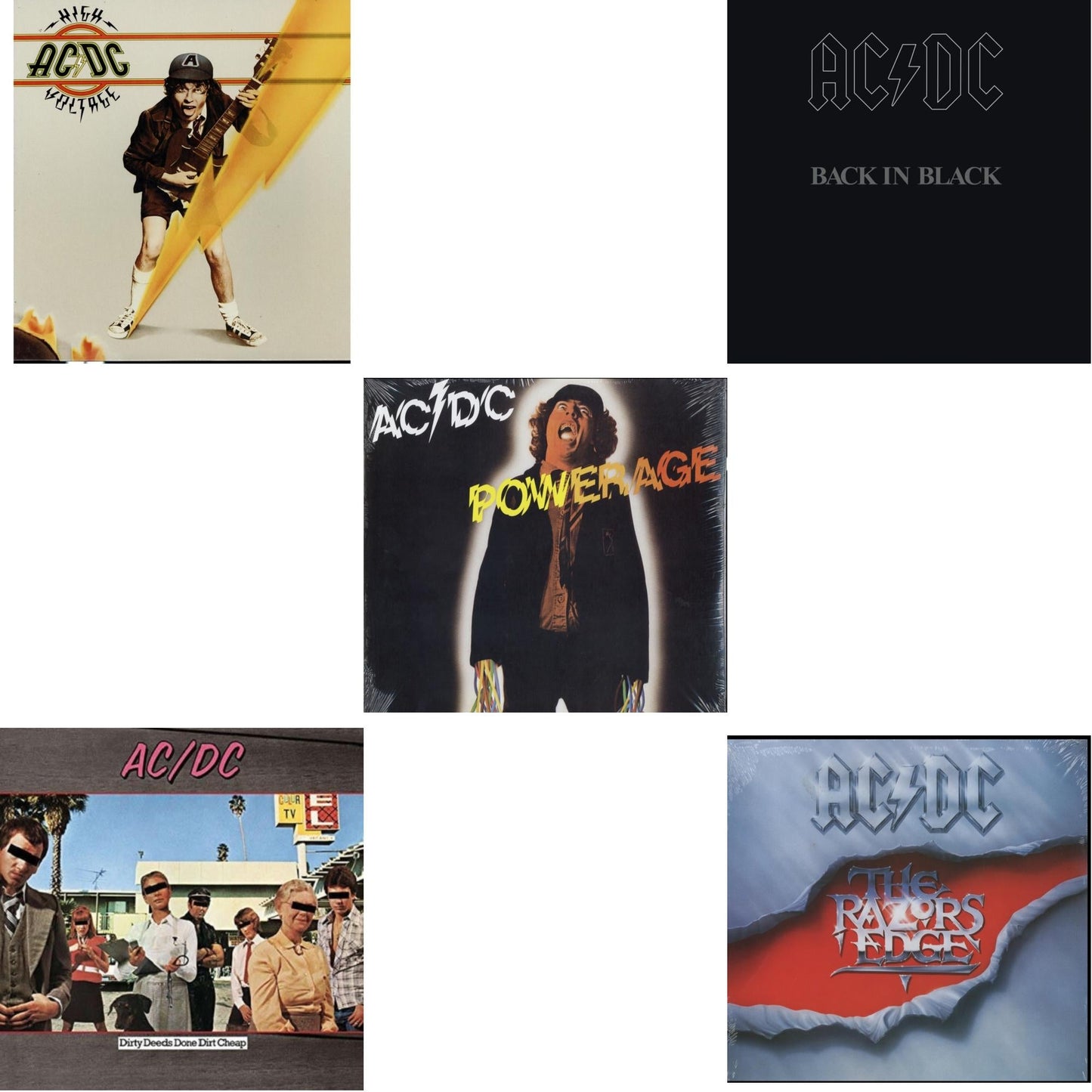 High Voltage (180G) & Dirty Deeds Done Dirt Cheap (180G) & Powerage (180G) & Back In Black (180G) & Razor’S Edge (180G)