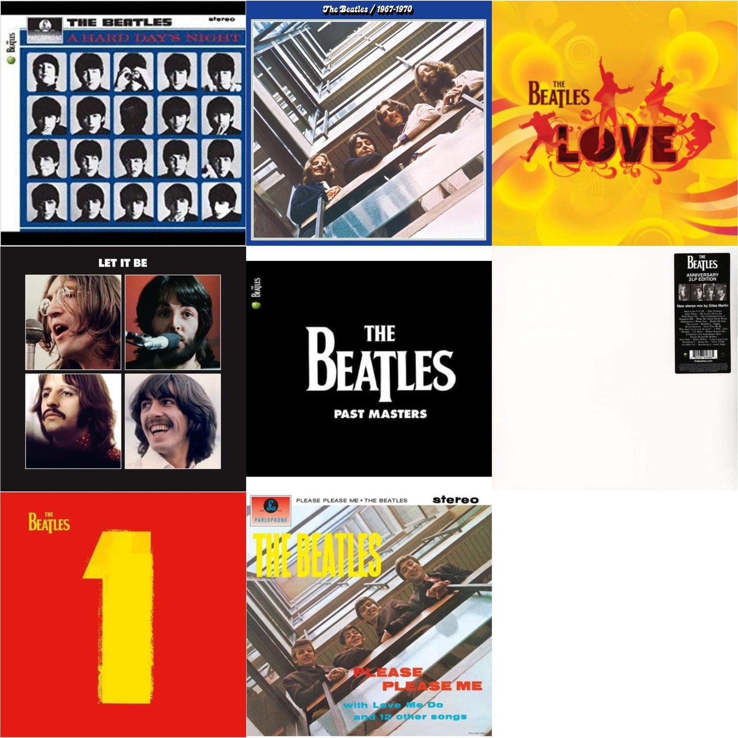 Hard Day's Night & Please Please Me & Past Masters 1 & 2 & Beatles 1967-1970 (2023 Edition) (Half-Speed) (3LP) & Let It Be Special Edition & Love & 1 (2015 Reissue) & Beatles (The White Album) (2LP)