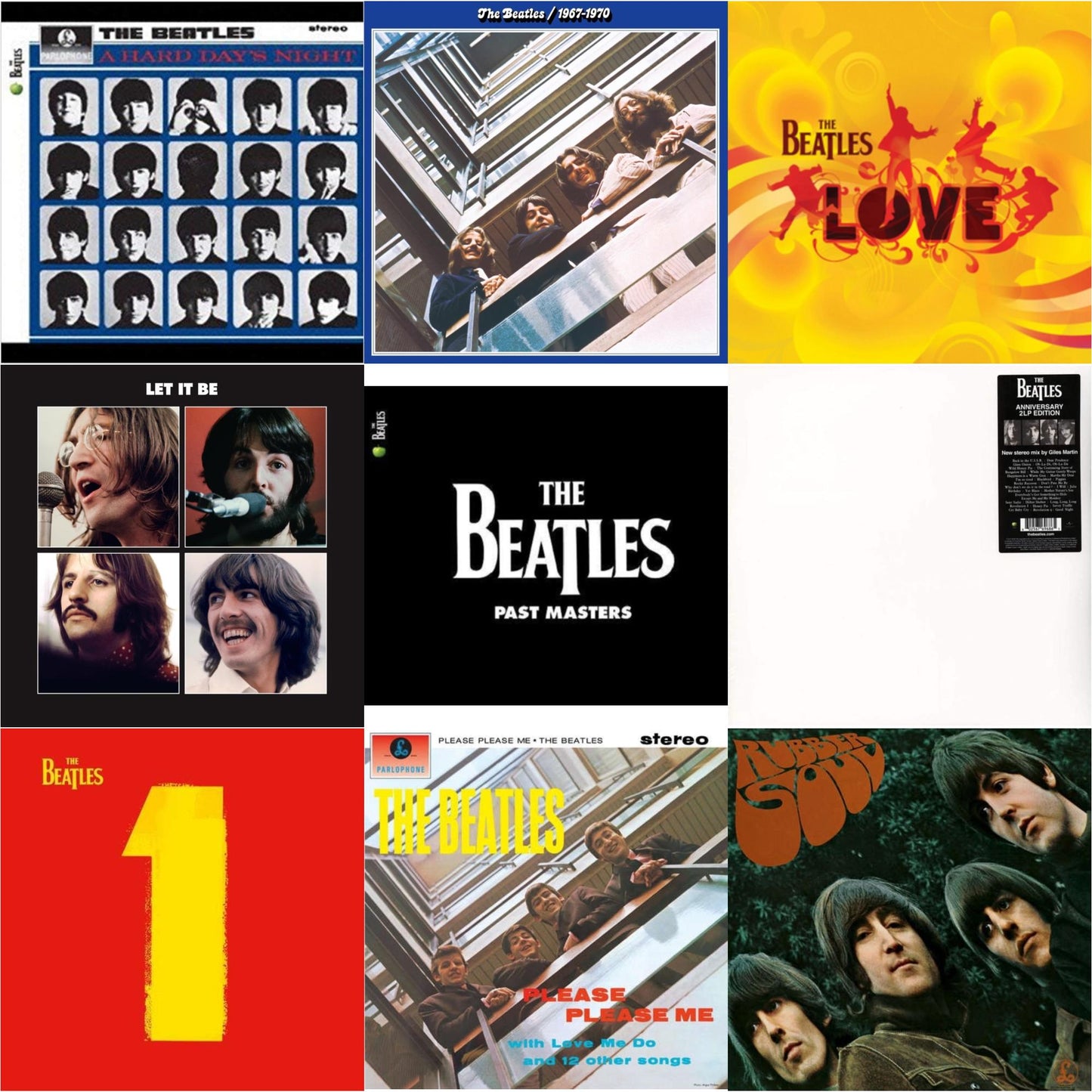 Hard Day's Night & Please Please Me & Rubber Soul & Past Masters 1 & 2 & Beatles 1967-1970 (2023 Edition) (Half-Speed) (3LP) & Let It Be Special Edition & Love & 1 (2015 Reissue) & Beatles (The White Album) (2LP)