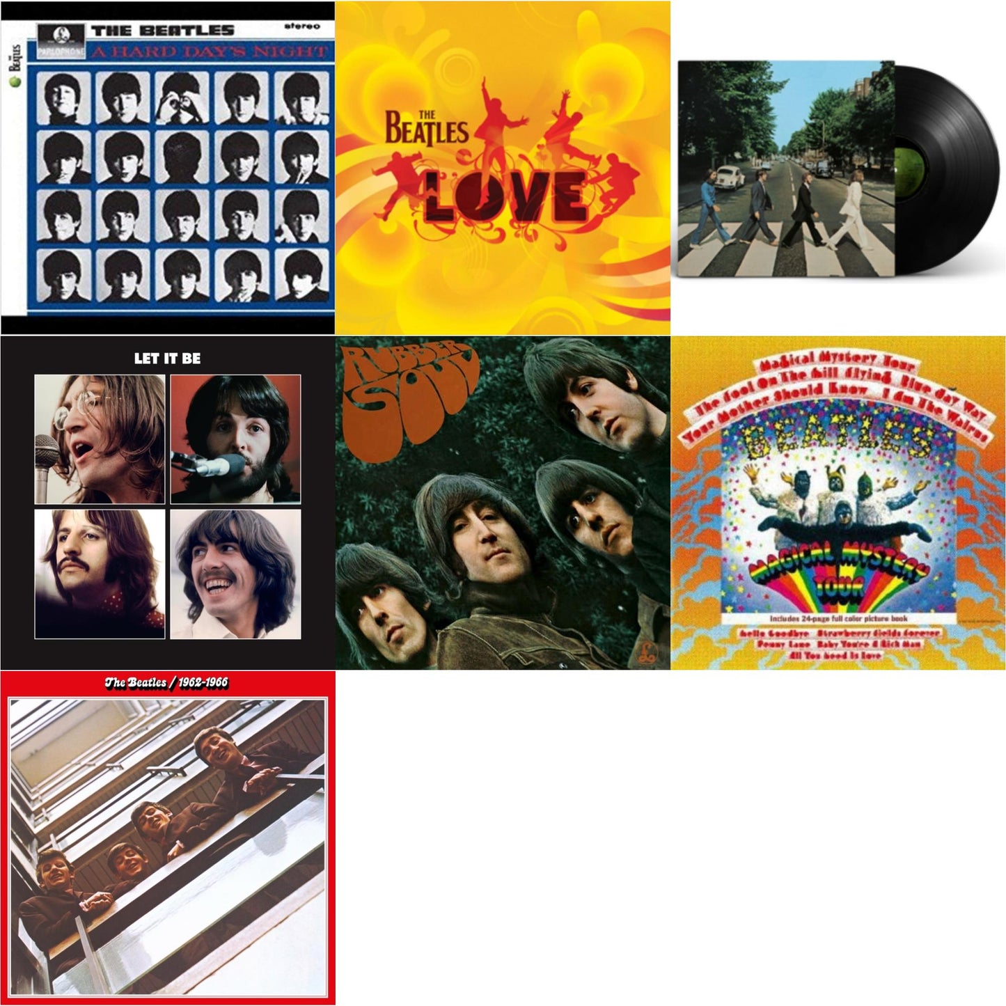 Hard Day's Night & Rubber Soul & Magical Mystery Tour & Beatles 1962-1966 (2023 Edition) (Half-Speed) (3LP) & Let It Be Special Edition & Love & Abbey Road Anniversary