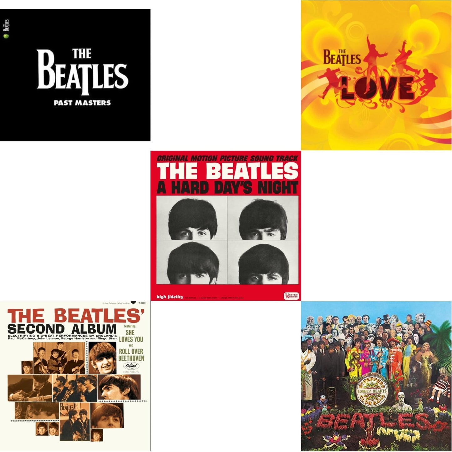 Past Masters 1 & 2 & Beatles Second Album & Hard Day's Night (Ost) & Love & Sgt. Pepper's Lonely Hearts Club Band (2017 Stereo Mix/180G/Original Stencils)