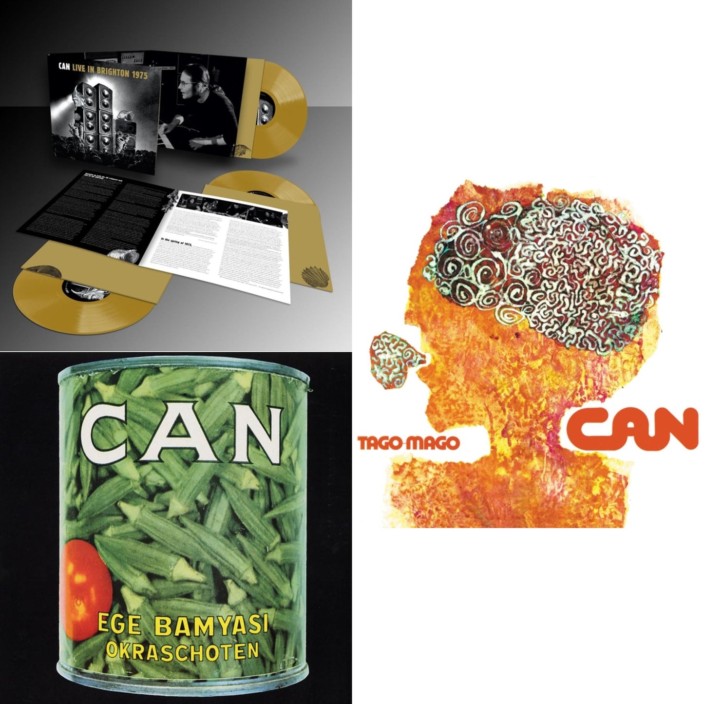 Live In Brighton 1975 (Limited Edition/Inca Gold Vinyl/3LP) & Ege Bamyasi (Limited Edition Green LP Vinyl) & Tago Mago (Limited Edition Orange LP Vinyl)