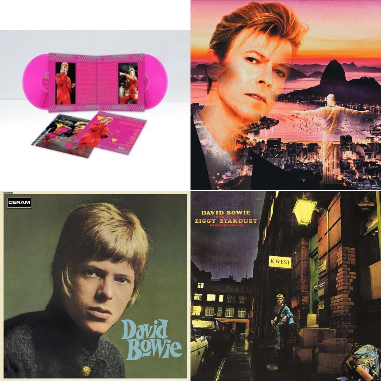 Montreal '87 (Limited/Pink LP Vinyl) & Live In Rio (Limited Edition/Red/White Splatter LP Vinyl) & David Bowie (Deluxe Edition) (Transparent Green Vinyl/2LP) & Rise & Fall Of Ziggy Stardust (2012 Remaster)