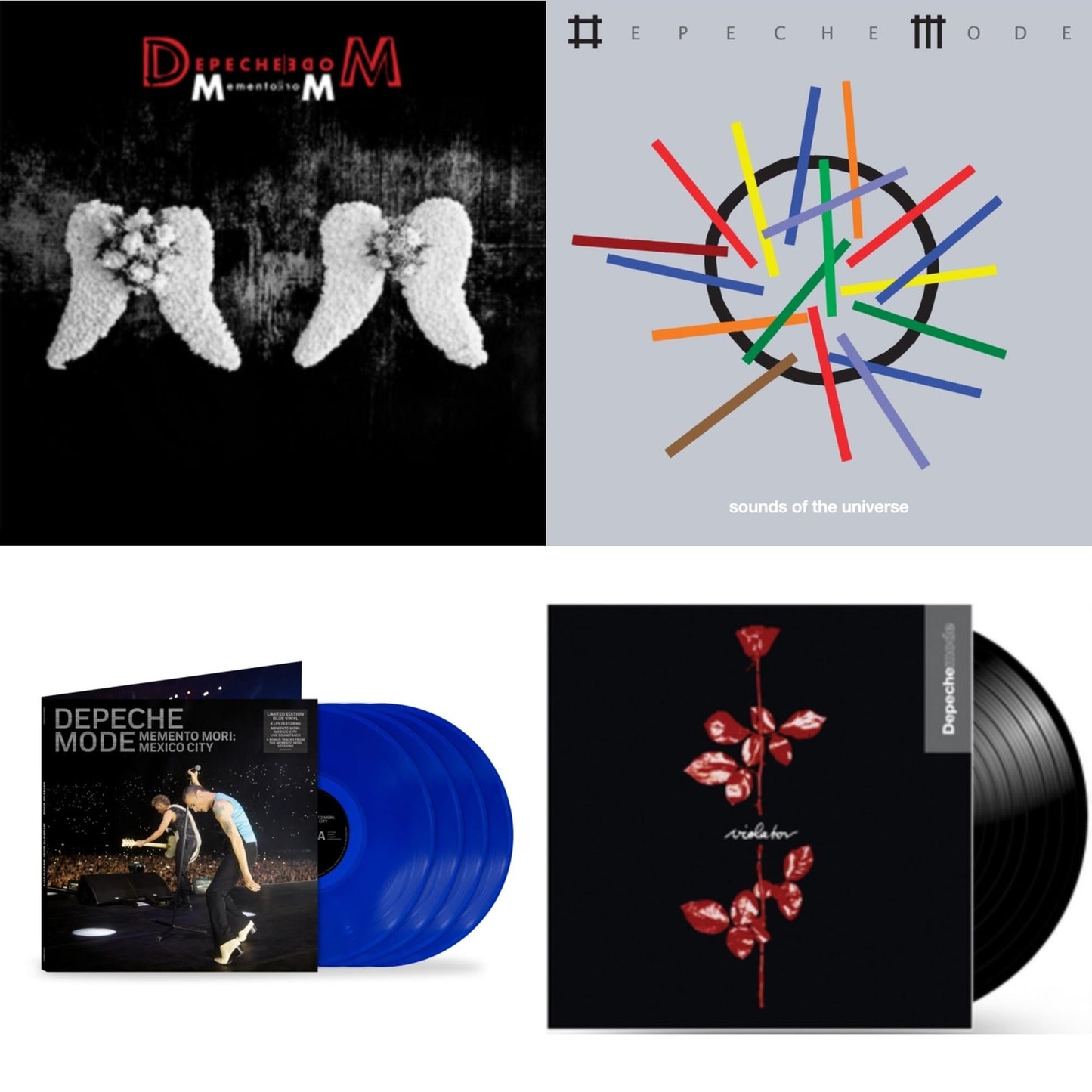 Memento Mori (2LP/180G/Translucent Red Vinyl/Side D Etching) & Sounds Of The Universe (2LP/180G) & Memento Mori: Mexico City (4LP/Blue Vinyl) & Violator (180G)