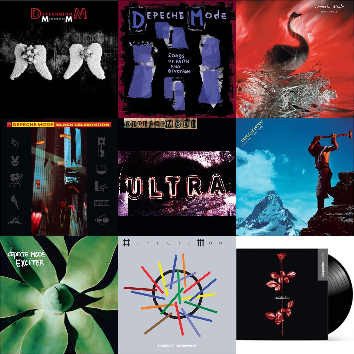 Memento Mori (2LP/180G/Translucent Red Vinyl/Side D Etching) & Songs Of Faith & Devotion & Speak & Spell & Black Celebration & Ultra (180G) & Construction Time Again & Exciter (2LP) & Sounds Of The Universe (2LP/180G) & Violator (180G)