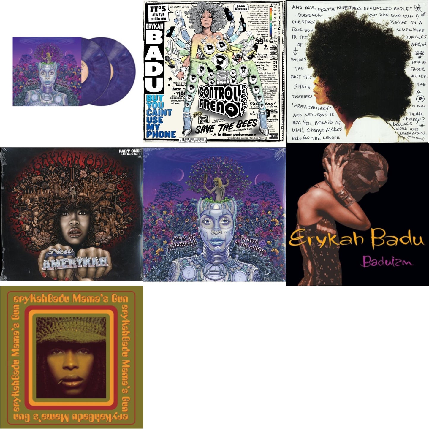 New Amerykah Part Two (Return Of The Ankh) (Violet Vinyl/2LP) & But You Caint Use My Phone (Purple LP Vinyl) & Worldwide Underground & New Amerykah Part 1: 4Th World War & New Amerykah Part 2: Return Of Ankh & Baduizm & Mama's Gun
