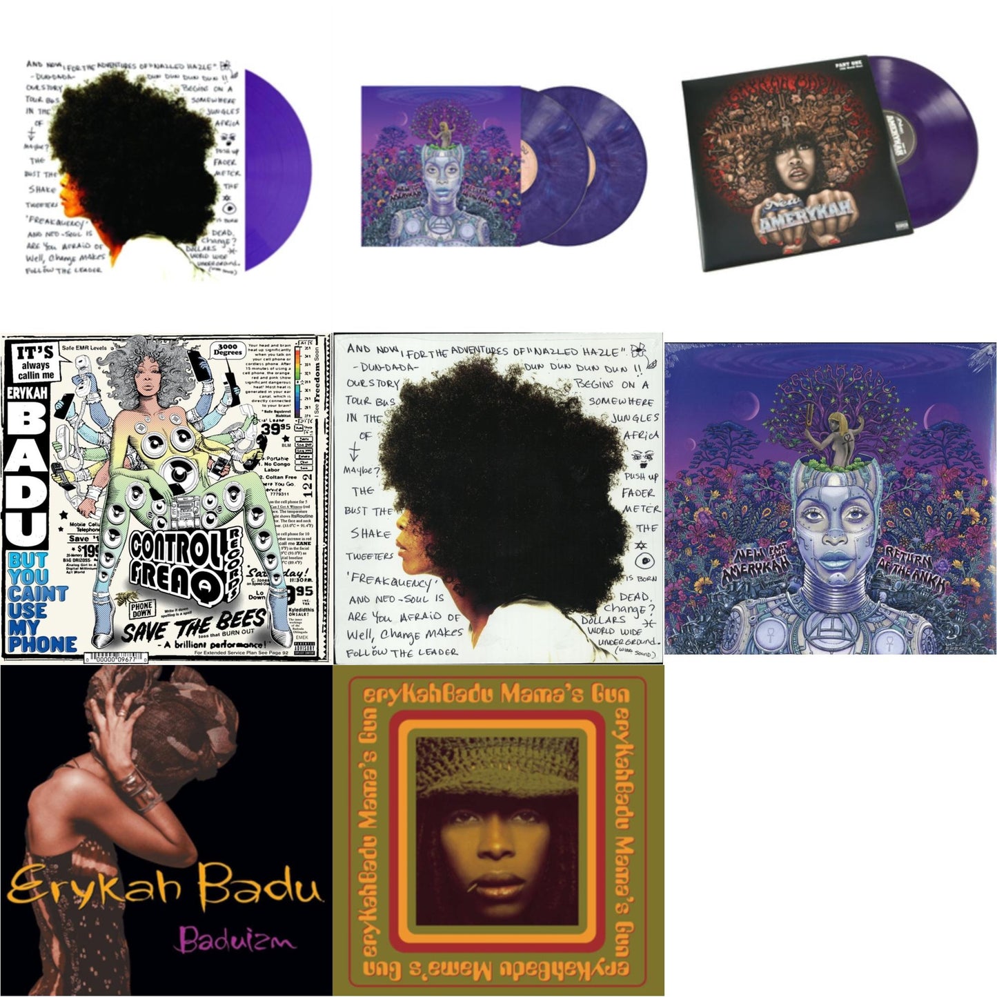 Erykah Badu - Worldwide Underground (Purple LP Vinyl) & New Amerykah Part Two (Return Of The Ankh) (Violet Vinyl/2LP) & New Amerykah Part One (4Th World War) (Purple Vinyl/2LP) & But You Caint Use My Phone (Purple LP Vinyl) & Worldwide Underground &
