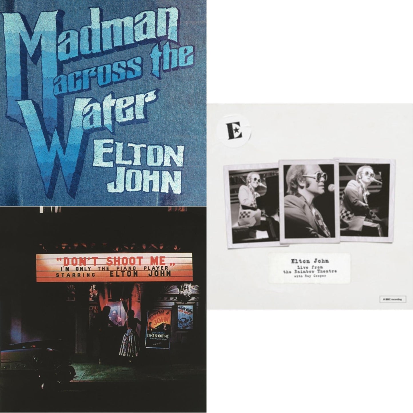 Madman Across The Water (Light Blue LP Vinyl/180G) & Don't Shoot Me I'm Only The Piano Player (Red Splatter LP Vinyl/180G) & Live At The Rainbow Theatre (180G)