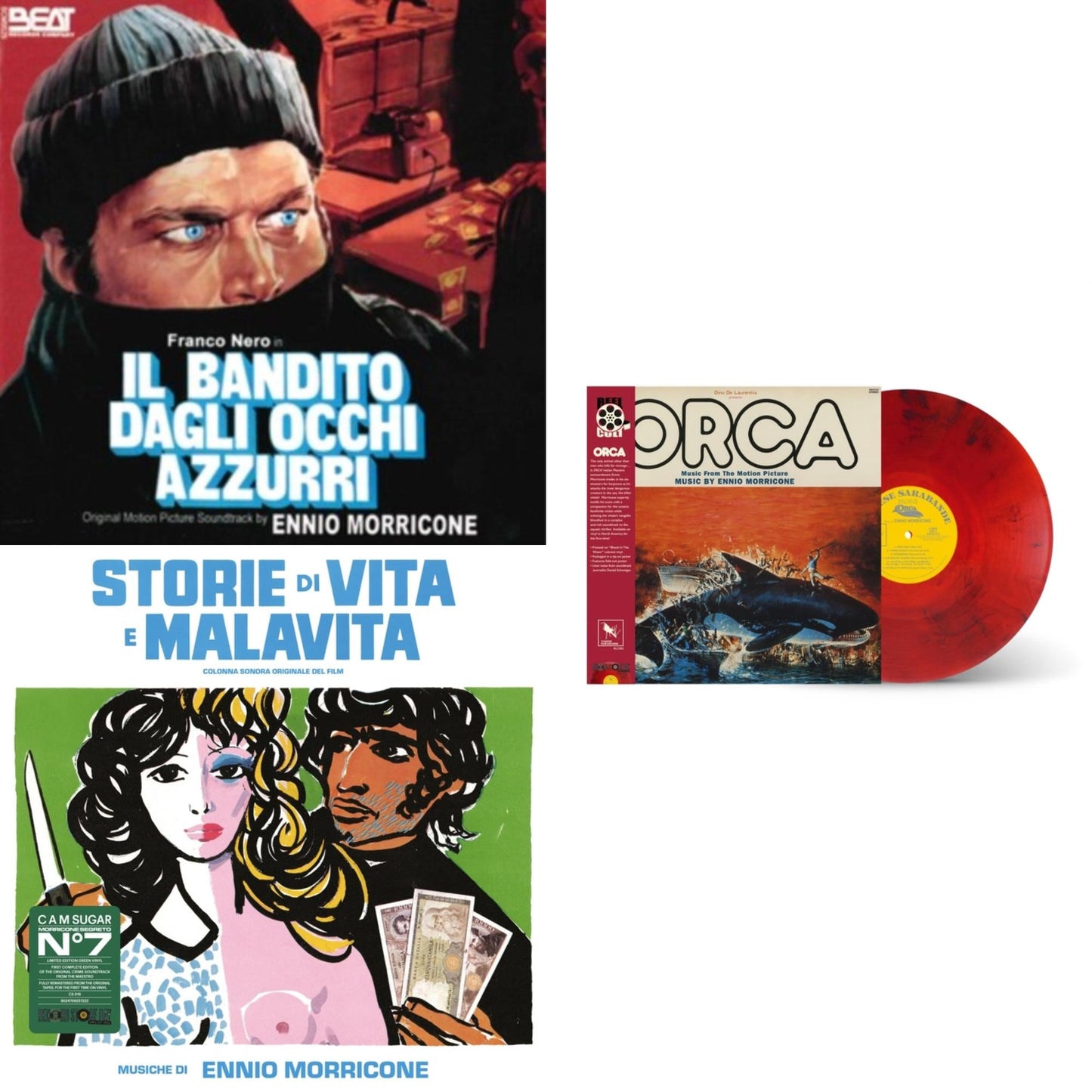 Blue-Eyed Bandit (Il Bandito Dagli Occhi Azzurri) Ost & Storie Di Vita E Malavita (Colonna Sonora Originale Del Film) & Orca (Music From The Motion Picture) (Reel Cut Series) (Red LP Vinyl)