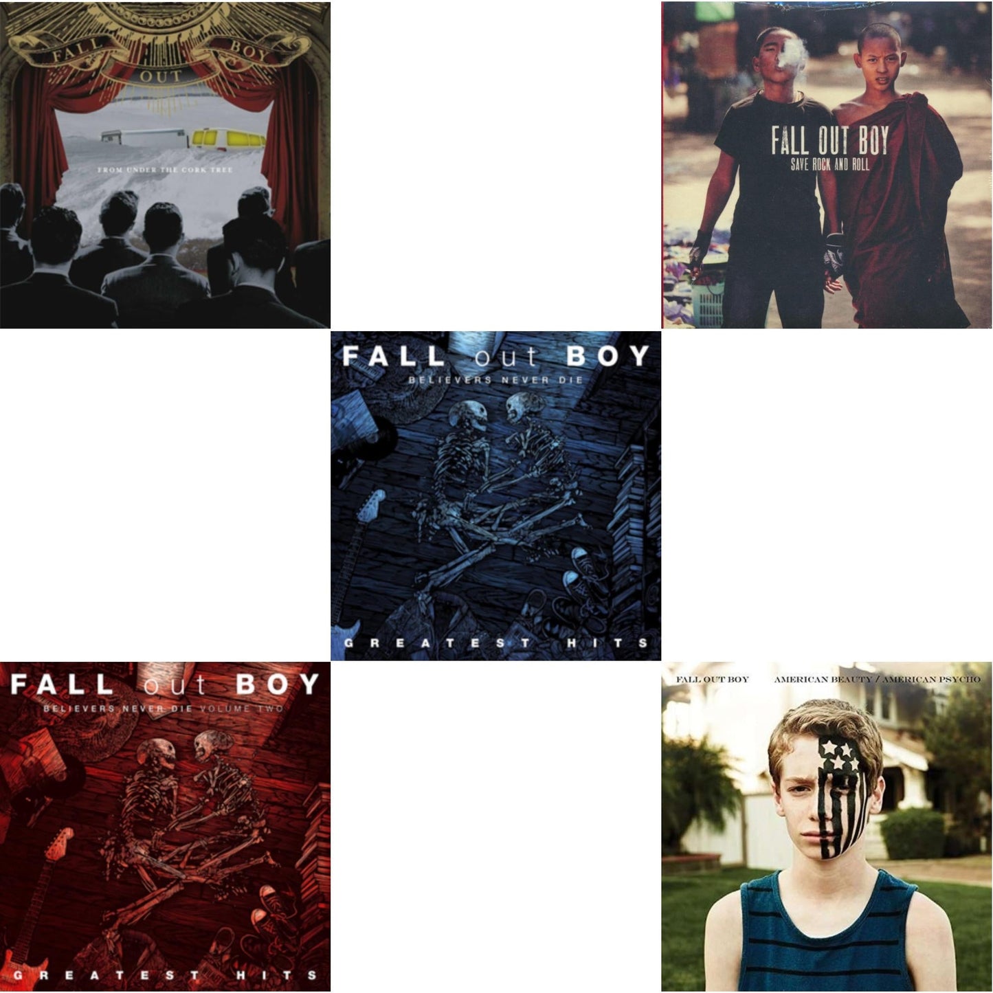 From Under Cork Tree & Believers Never Die (Vol. 2) (X) & Believers Never Die: The Greatest Hits & Save Rock & Roll & American Beauty / American Psycho