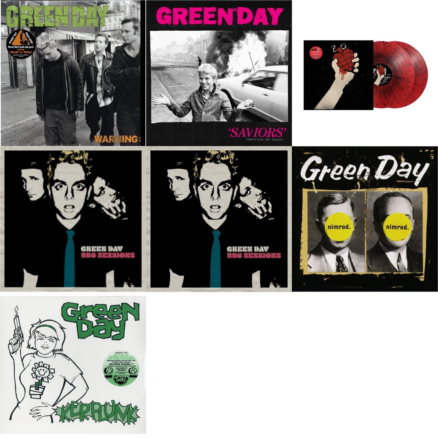 Warning & Saviors (Edition De Luxe/2LP/Hot Pink W/ White Splatter Vinyl) & American Idiot (2LP/Red & Black Splatter Vinyl) & Bbc Sessions (X) (2LP/Milky Clear Vinyl) (I) & Bbc Sessions (X) (2LP) & Nimrod & Kerplunk (120G/7Inch Single)