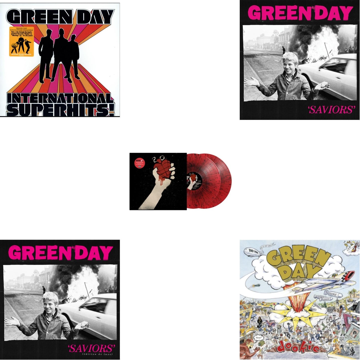 International Superhits & Saviors (Edition De Luxe/2LP/Hot Pink W/ White Splatter Vinyl) & American Idiot (2LP/Red & Black Splatter Vinyl) & Saviors (180G/Deluxe LP Vinyl) & Dookie