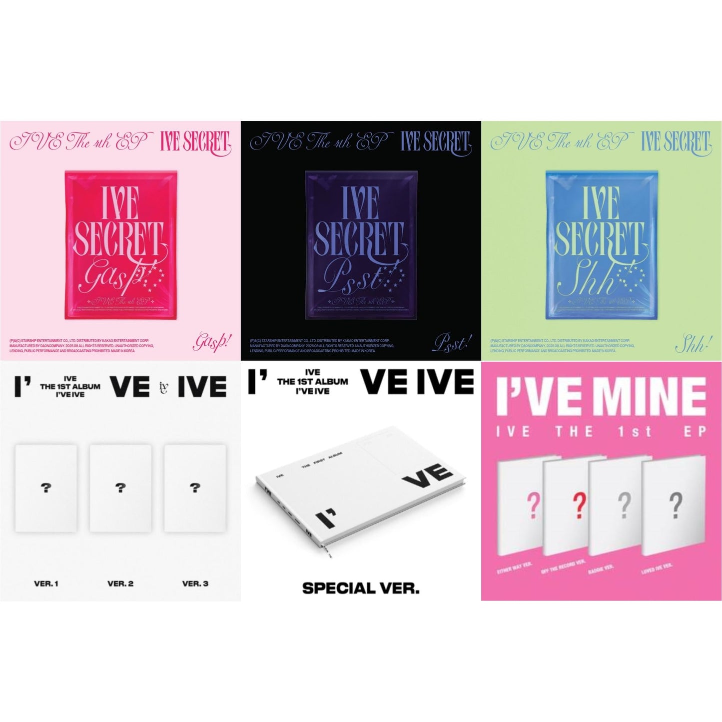 Ive The 4Th Ep Ive Secret (Gasp! Ver.) & Ive The 4Th Ep Ive Secret (Psst! Ver.) & Ive The 4Th Ep Ive Secret (Shh Ver.) & I've Ive: Vol.1 & I've Ive (Volume 1/Special Version) & I've Mine 1St Ep