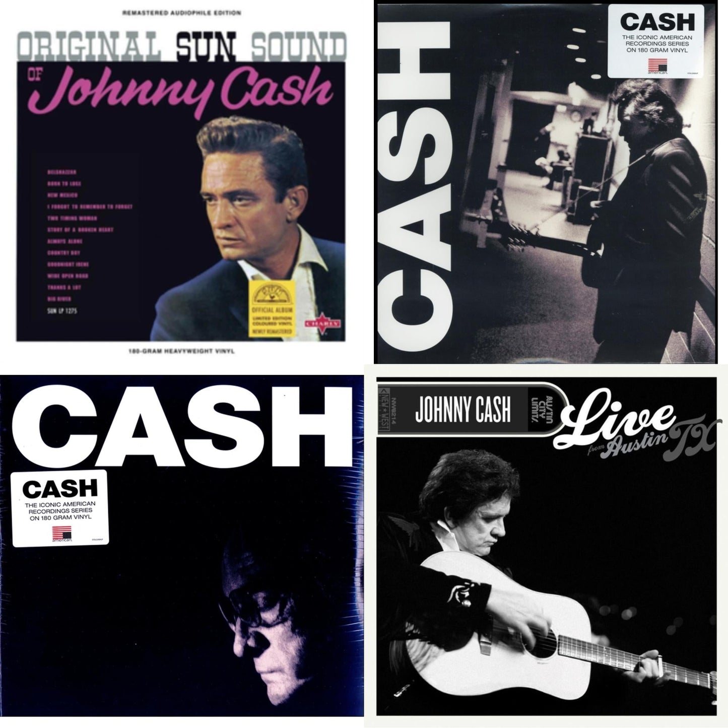 Original Sun Sound Of Johnny Cash (Translucent Violet LP Vinyl) & American Iii: Soitary Man & American Iv: The Man Comes Around & Live From Austin, Tx (Green & Black Marble LP Vinyl/50Th Anniversary)
