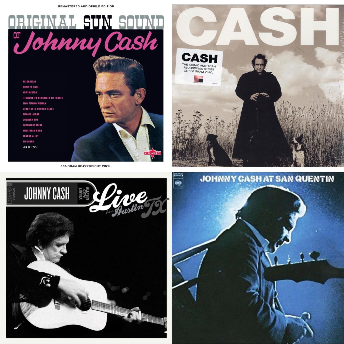 Original Sun Sound Of Johnny Cash & American Recordings & Live From Austin, Tx (Green & Black Marble LP Vinyl/50Th Anniversary) & At San Quentin
