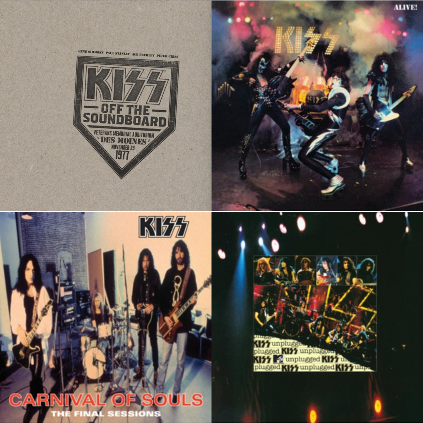 Kiss Off The Soundboard: Live In Des Moines (2LP) & Alive & Carnival Of Souls & Mtv Unplugged