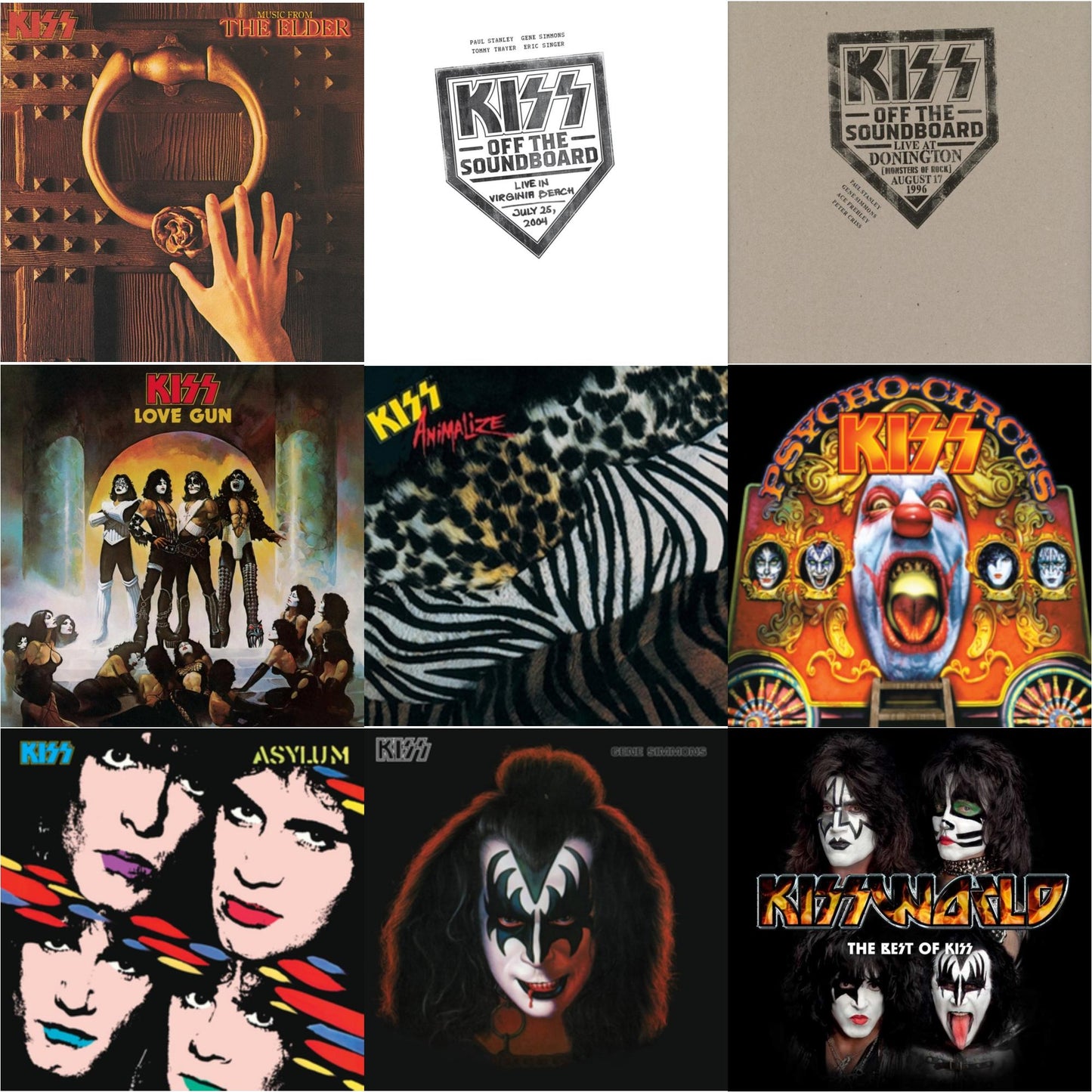 Kiss - Music From The Elder (Half-Speed Master/Clear LP Vinyl/180G) & Kiss Off The Soundboard: Live In Virginia Beach (3LP) & Kiss Off The Soundboard: Donington 1996 (Live) (3LP) & Love Gun (Tangerine/Aqua Splatter LP Vinyl) & Animalize & Psycho