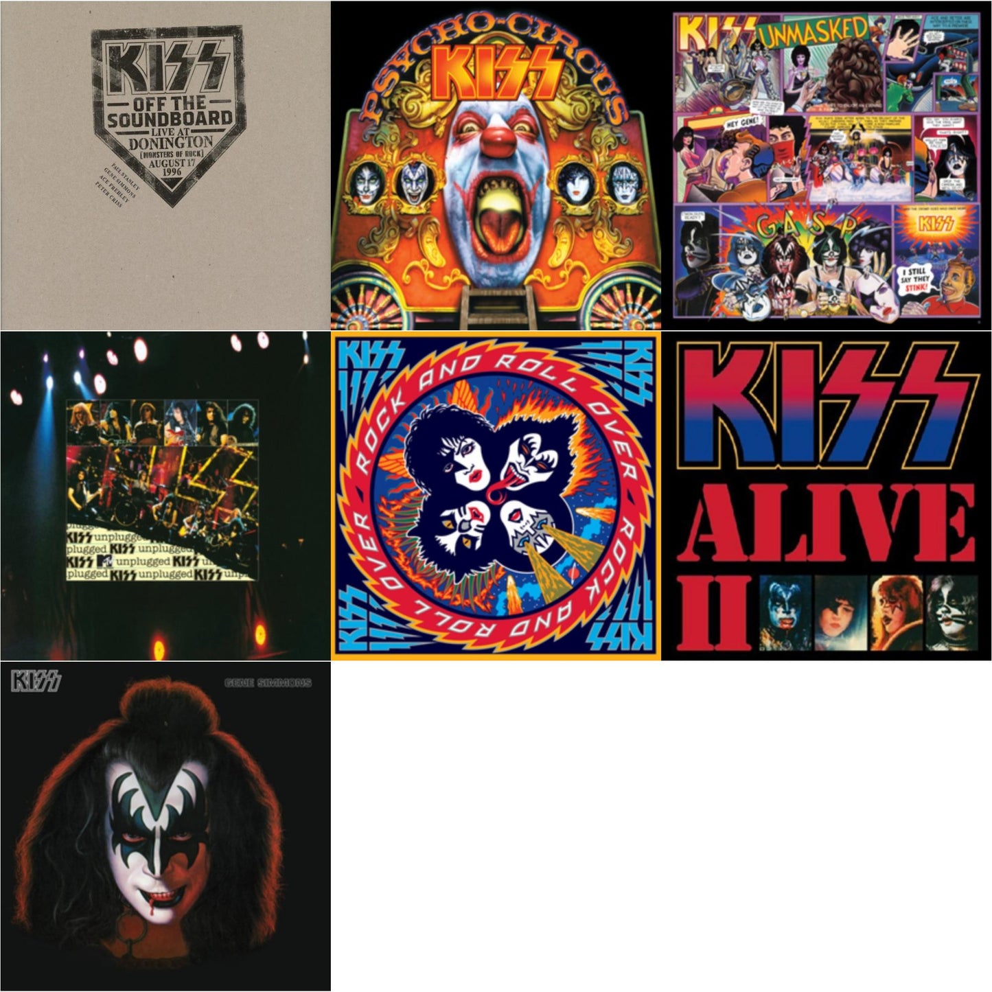 Kiss Off The Soundboard: Donington 1996 (Live) (3LP) & Psycho Circus & Unmasked & Mtv Unplugged & Rock & Roll Over & Alive Ii & Gene Simmons