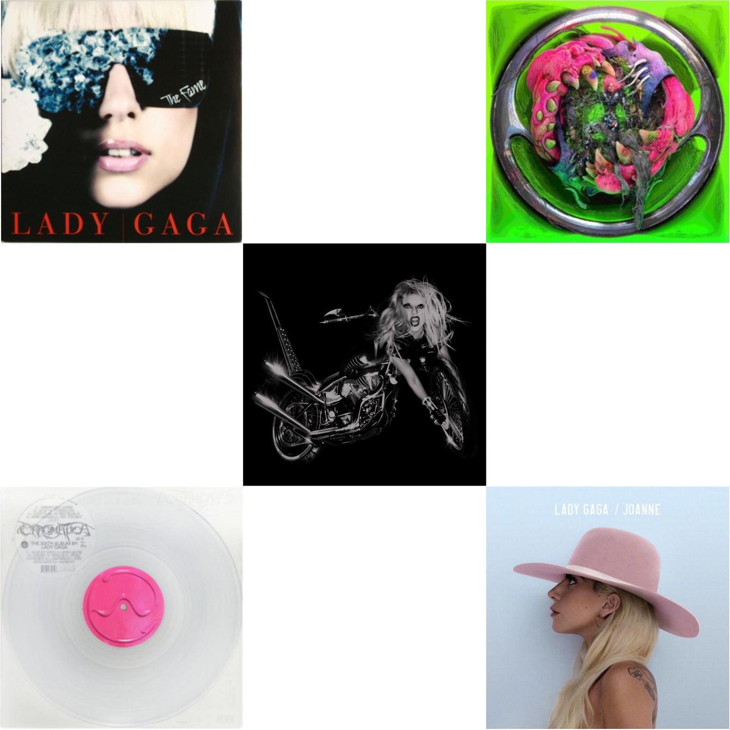 Lady Gaga - Born This Way - The Tenth Anniversary (3LP) & Dawn Of Chromatica (Clear LP Vinyl) & Chromatica (Milky Clear LP Vinyl) & Fame & Joanne