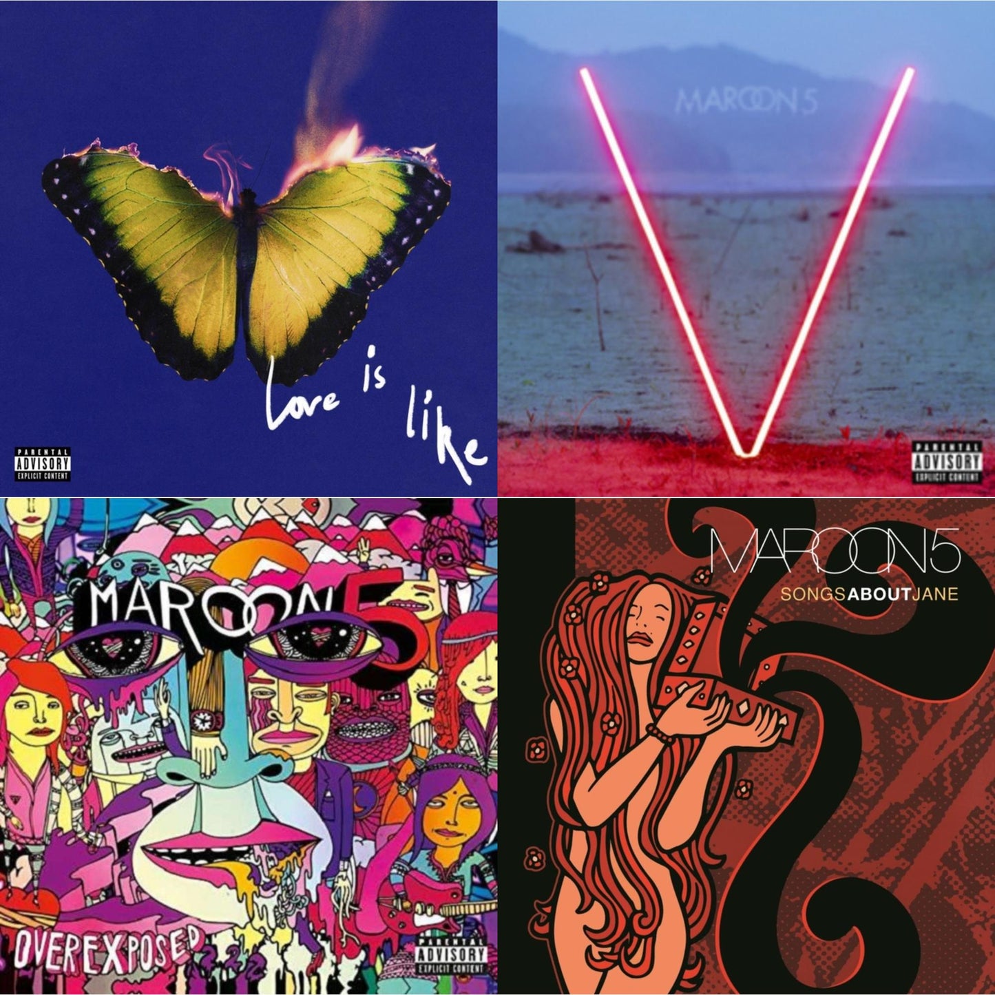 Love Is Like (X) (Yellow Marble LP Vinyl) & V & Overexposed & Songs About Jane