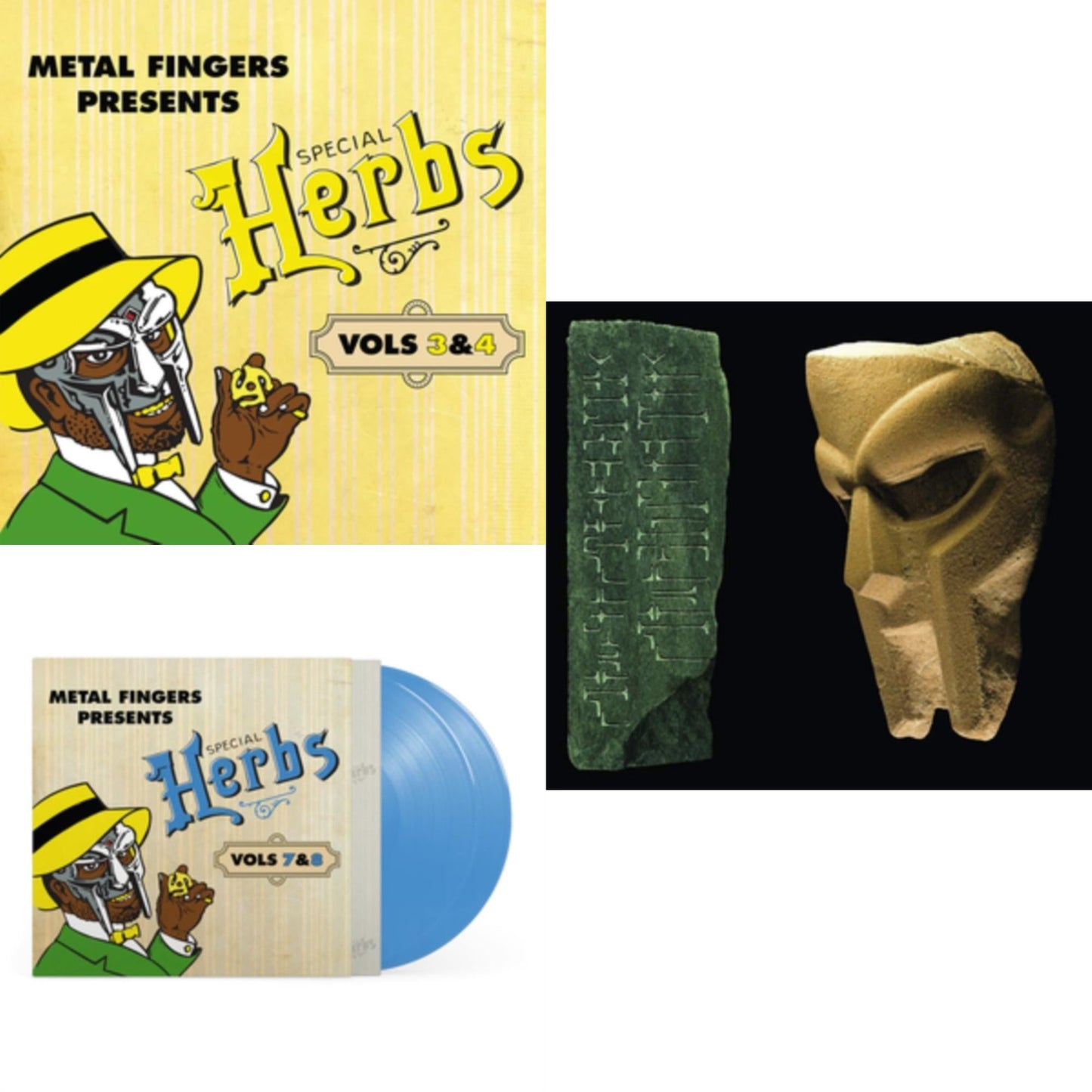 Metal Fingers Presents: Special Herbs Vol. 3 & 4 (2LP/Lemon Yellow Vinyl) & Metal Fingers Presents: Special Herbs Vol. 7 & 8 (2LP/Sly Blue Vinyl) & Born Like This (2LP)