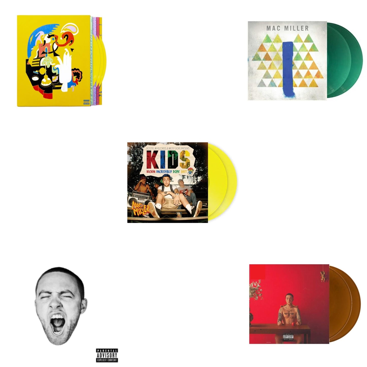 Faces (3LP/Yellow Vinyl) & Go:Od Am (X) & K.I.D.S. (Translucent Yellow Vinyl/2LP) & Blue Slide Park (Translucent Green Vinyl/2LP) & Watching Movies With The Sound Off (Brown Vinyl/2LP)