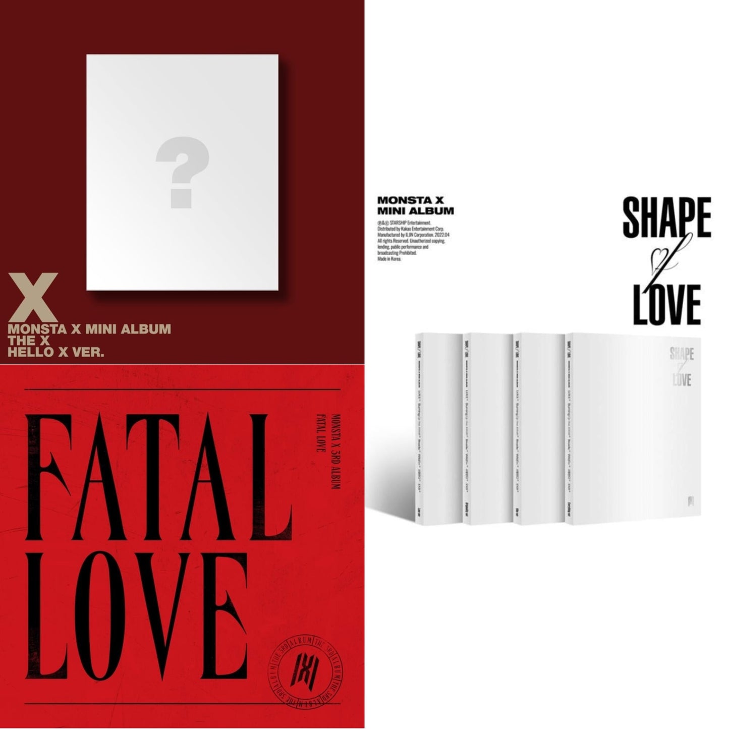 X (Hello X Ver.) & Fatal Love: Vol. 3 & Shape Of Love