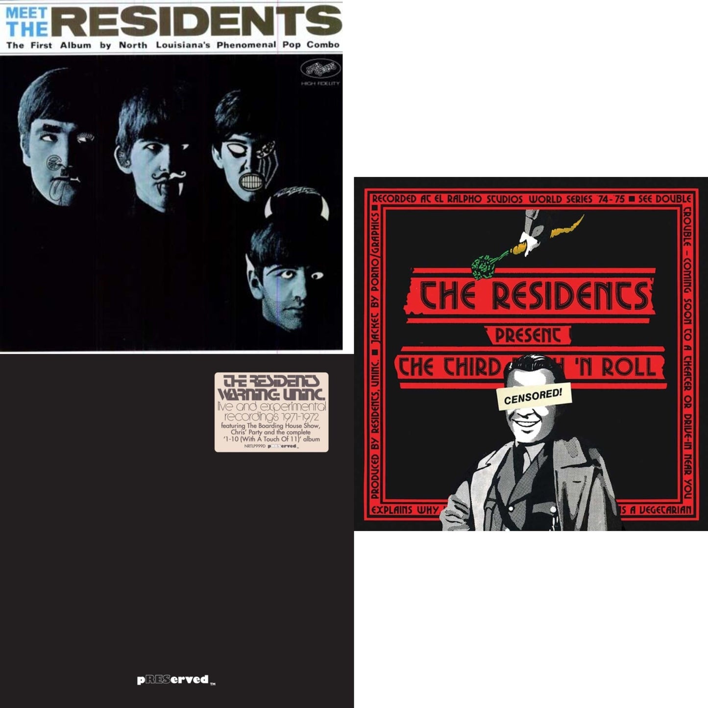 Third Reich 'N Roll: Preserved Edition (2LP) & Warning: Uninc.: Live & Experimental Recordings 1971-1972 (2LP) & Meet The Residents