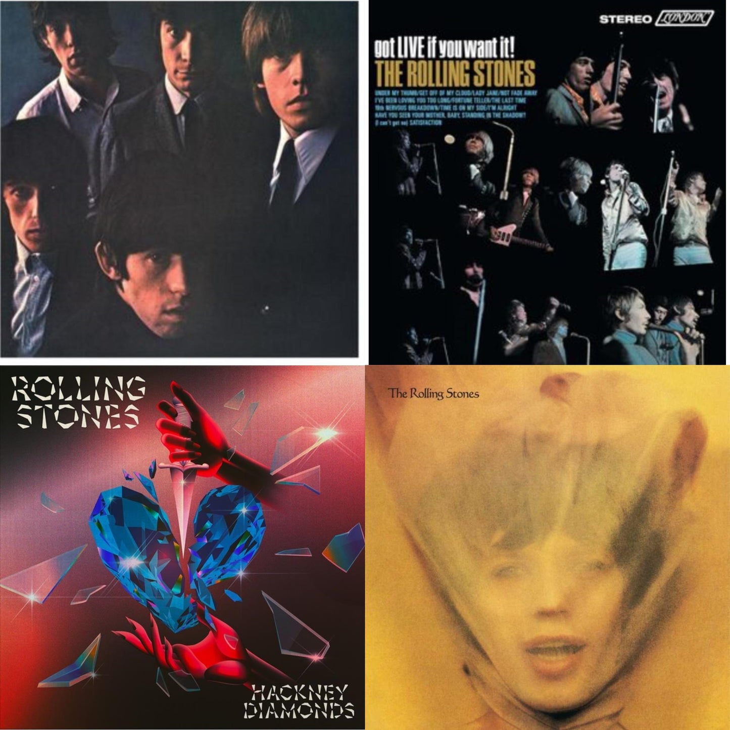 Rolling Stones No.2 (180G) & Got Live If You Want It! & Hackney Diamonds (1 Year Anniversary/Clear/Blue Splatter Vinyl/2LP) & Goats Head Soup (2LP 2020 Deluxe Edition)
