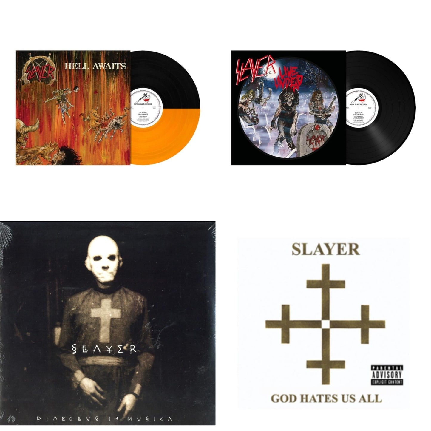 Hell Awaits (Transparent Orange & Black Split LP Vinyl) & Live Undead (180G) & Diabolus In Musica & God Hates Us All
