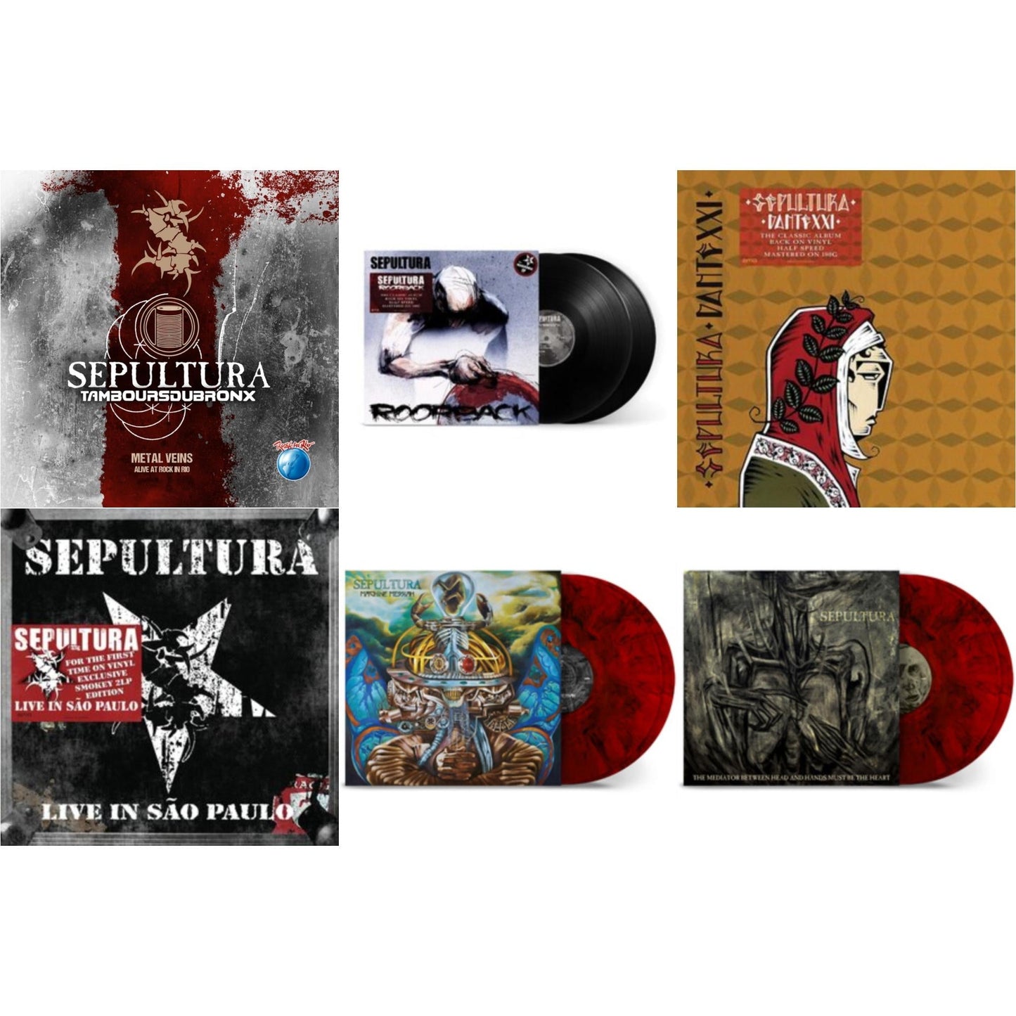 Metal Veins - Alive At Rock In Rio (Limited/2LP) & Roorback & Dante Xxi & Live In Sao Paulo (2LP) & Machine Messiah (40Th Anniversary Edition/Red LP Vinyl) & Mediator Between Head & Hands Must Be The Heart (Color LP Vinyl)