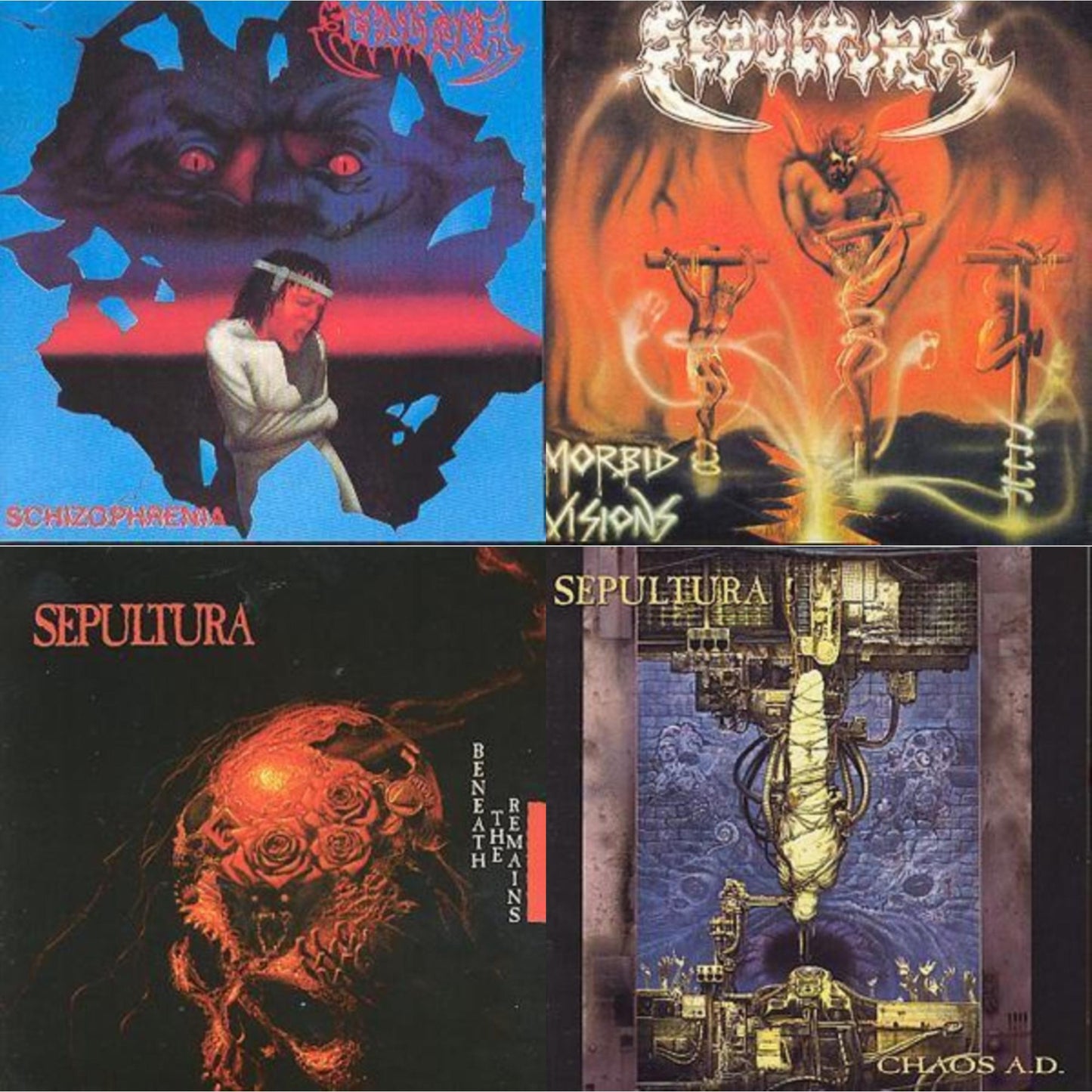 Schizophrenia & Morbid Visions / Bestial Devastation & Beneath The Remains & Chaos A.D.