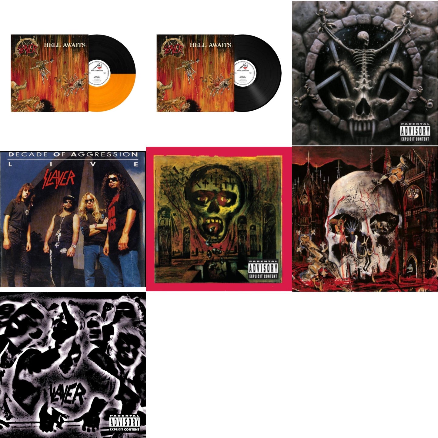 Hell Awaits (Transparent Orange & Black Split LP Vinyl) & Hell Awaits (180G) & Divine Intervention & Live: Decade Of Aggression & Seasons In Abyss & South Of Heaven & Undisputed Attitude