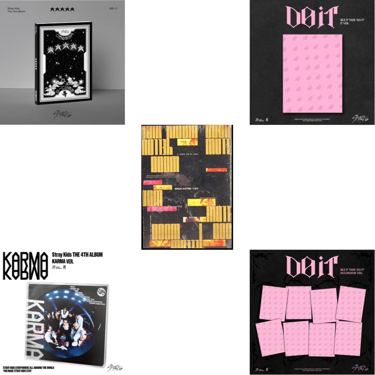 5-Star (Ver. C) & Karma (Karma Ver.) & Cle 2: Yellow Wood (Special Album) & Do It - Skz It Tape (It Ver.) & Do It - Skz It Tape (Accordion Ver.)