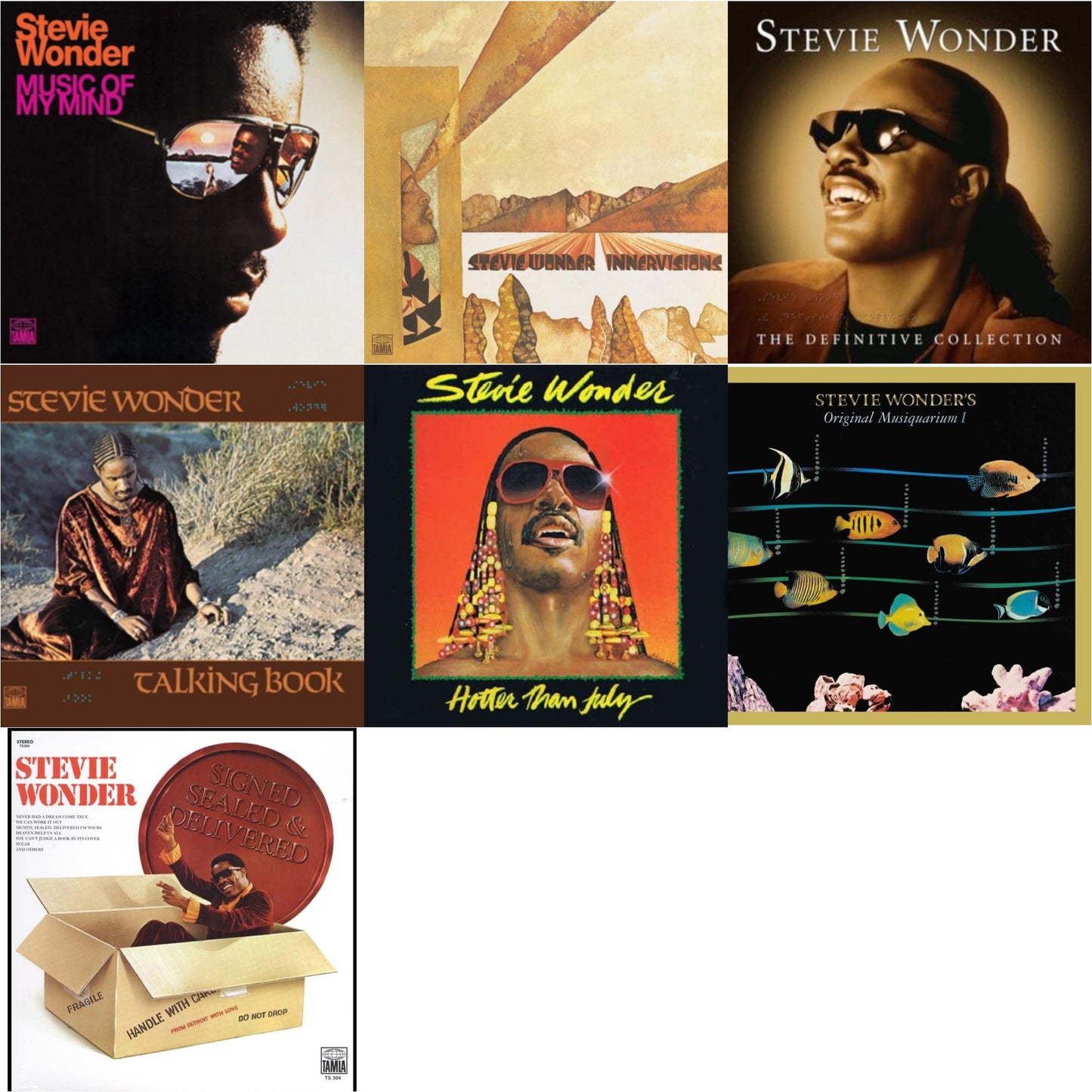 Music Of My Mind & Innervisions & Definitive Collection (2LP) & Talking Book & Hotter Than July & Original Musiquarium I (2LP) & Signed Sealed And Delivered (LP)