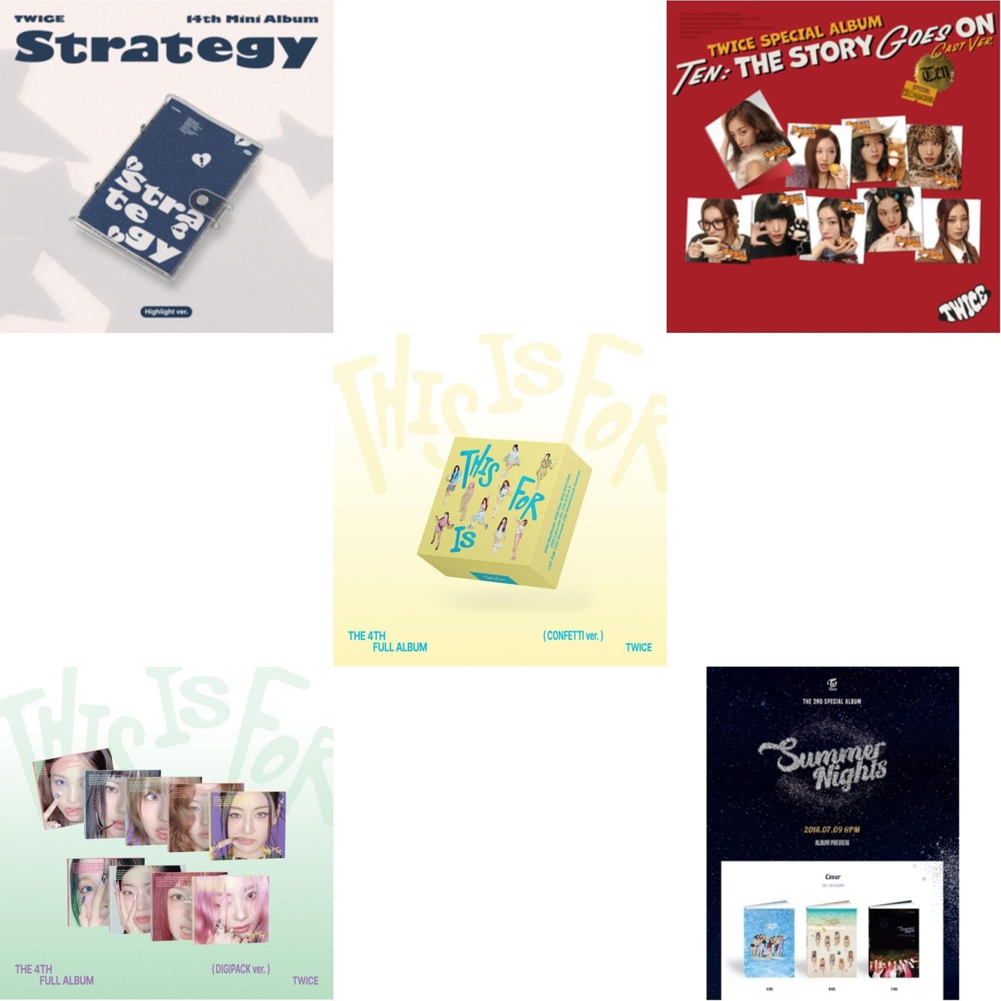 Strategy (Highlight Ver.) & This Is For (Digipack Ver.) & This Is For (Confetti Ver.) & Ten: The Story Goes On (Cast Ver.) & Summer Nights