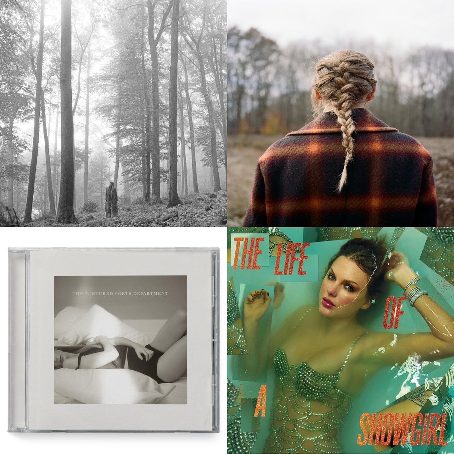 Folklore (Edited) & Evermore (X) & Tortured Poets Department (X) (Manuscript- Bonus Track) & Life Of A Showgirl (X) (Sweat & Vanilla Perfume CD W/ Poster)