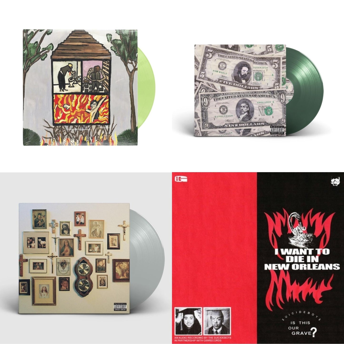 Long Term Effects Of Suffering (Glow Green LP Vinyl) & New World Depression (Coke Bottle LP Vinyl) & Thy Kingdom Come (Translucent Natural LP Vinyl) & I Want To Die In New Orleans (Silver LP Vinyl)