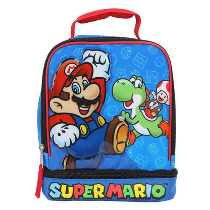 This is brand new.Double compartmentDurable & insulated lunch toteZipper top closureMaterial: Polyester/PVCDimensions: 9H X 7.5 LX 5W in.Care: Wipe clean with a damp clothThis item's title is: Insulated Lunch Tote: Super Mario BrosBarcode: 196179830439This was released: 2024