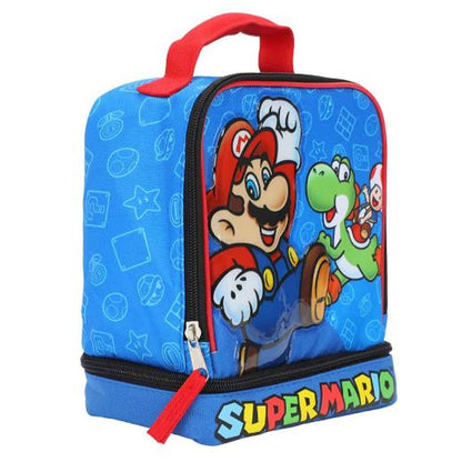 This is brand new.Double compartmentDurable & insulated lunch toteZipper top closureMaterial: Polyester/PVCDimensions: 9H X 7.5 LX 5W in.Care: Wipe clean with a damp clothThis item's title is: Insulated Lunch Tote: Super Mario BrosBarcode: 196179830439This was released: 2024