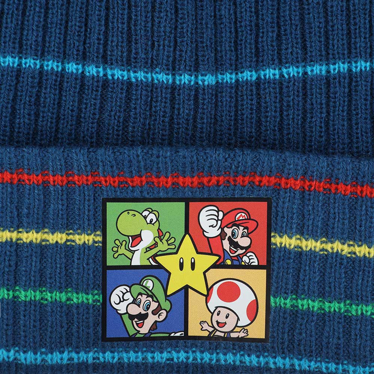 Product Image : This is brand new.<br>2-piece winter knit beanie & knit glove set
Yarn-dyed ribbed knit
Transfer graphic
Material: Acrylic Yarn
Sizing: OSFA
Care: Hand Wash Cold / Lay Flat To Dry
Imported<br>This item's title is: Beanie: Super Mario Striped & Gloves Combo<br>Barcode: 197394408021<br>This was released: 2023