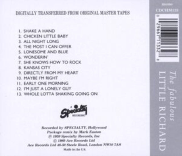 This CD is brand new.Format: CDMusic Style: Rock & RollThis item's title is: FabulousArtist: Little RichardBarcode: 029667113328Release Date: 1/25/2010