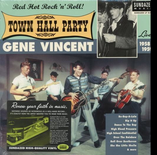 This LP Vinyl is brand new.Format: LP VinylMusic Style: Rock & RollThis item's title is: Live At Town Hall Party 1958 & 1959Artist: Gene VincentLabel:  INC. SUNDAZED MUSICBarcode: 090771515810Release Date: 4/1/2017