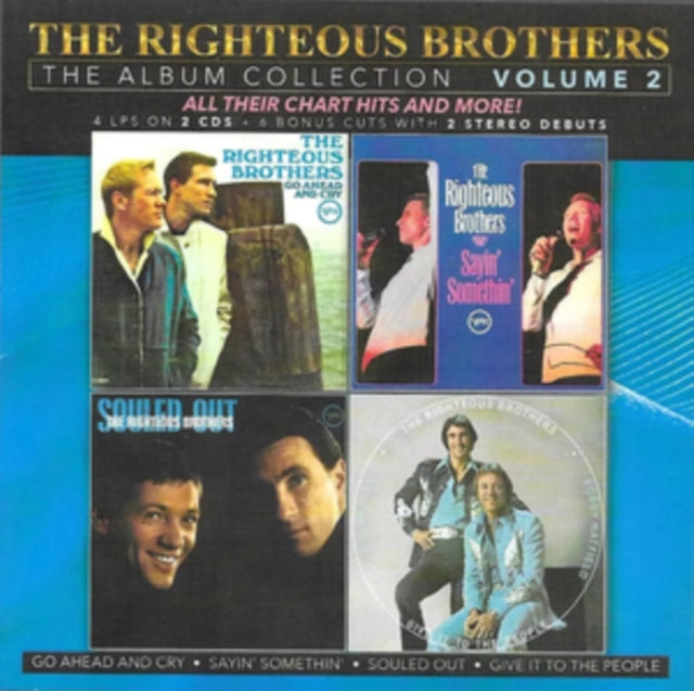 This CD is brand new.Format: CDThis item's title is: Album Collection, Vol. 2-4 LPs On 2 CDs/6 Bonus Cuts With 2 Stereo Debuts (2CD)Artist: Righteous BrothersBarcode: 097037046163Release Date: 2/16/2024
