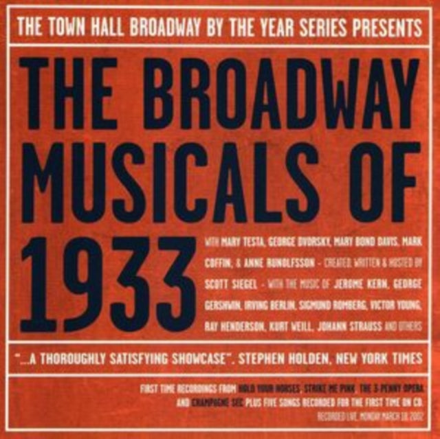 Broadway Musicals Of 1933 (With Mary Testa-George Dvorsky)