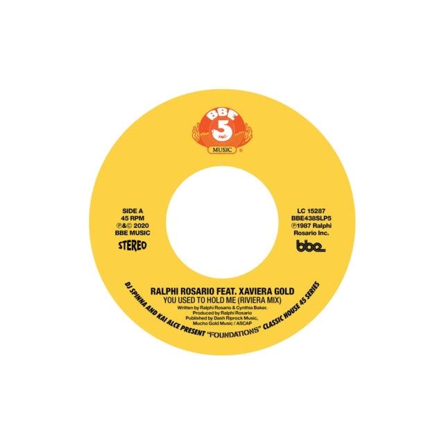 This 7 Inch Vinyl is brand new.Format: 7 Inch VinylThis item's title is: Foundations - Classic House 45 Series Part 5: Ralphi Rosario Ft Xaviera Gold - You Used To Hold MeArtist: Dj SpinnaLabel: BARELY BREAKING EVEN LTD (BBE)Barcode: 195081046266Release Date: 10/1/2021