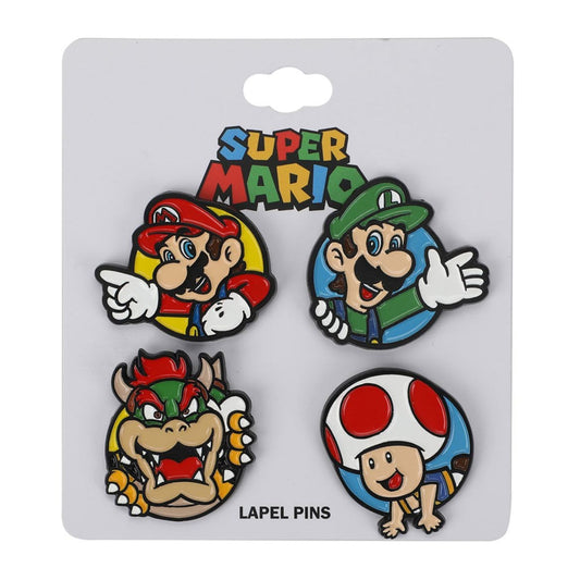 Lapel Pins: Super Mario - Mario, Luigi, Browser, Toad