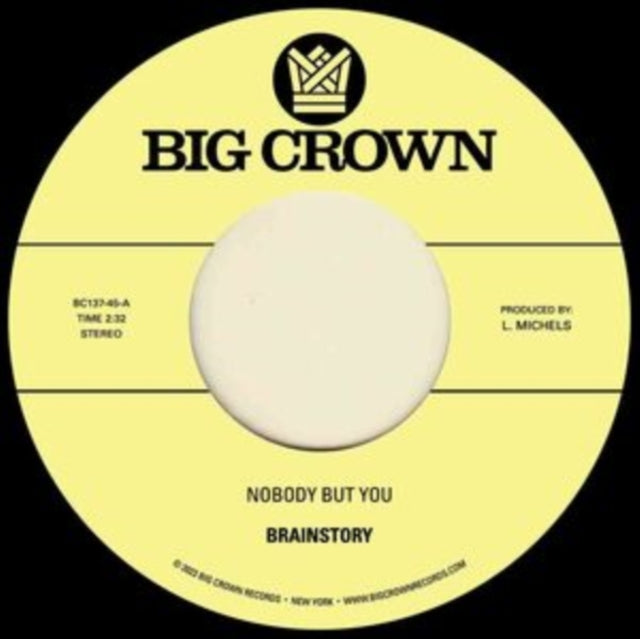 This 7 Inch Vinyl is brand new.Format: 7 Inch VinylMusic Style: SoulThis item's title is: Nobody But You B/W Gift Of LifeArtist: BrainstoryLabel: Big Crown RecordsBarcode: 349223013719Release Date: 11/17/2023